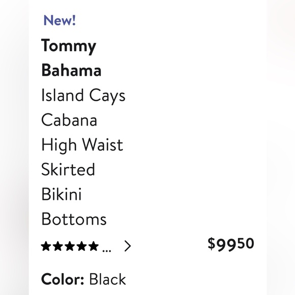 NWT Tommy Bahama black Island Cays High waist bikini bottom-Size Medium - Picture 3 of 3